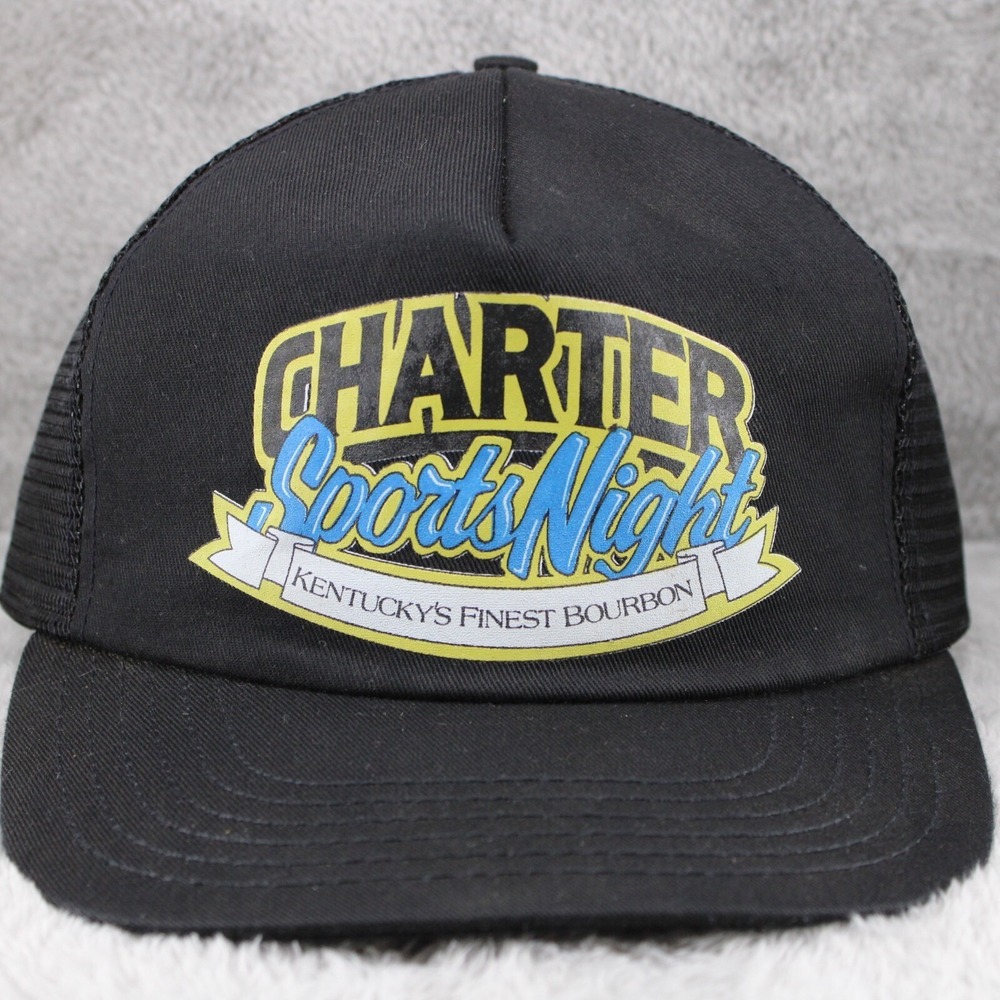 Vintage 90s Trucker‎ Hat Charter SportsNight Kentucky's Finest Bourbon Promo USA